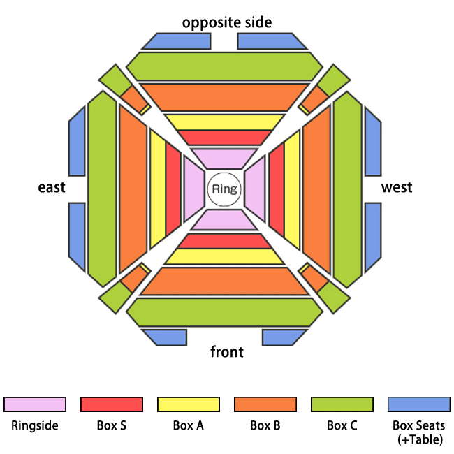 מפת המושבים בקומה הראשונה בטורנירי סומו בטוקיו