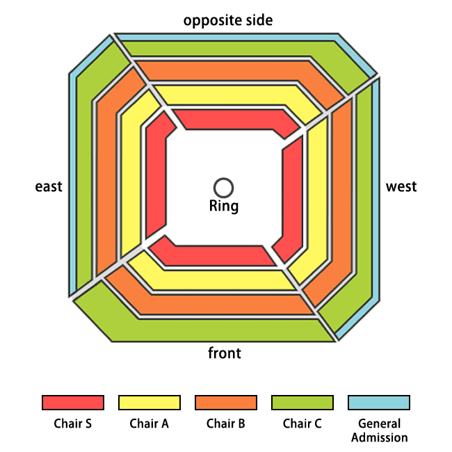 מפת המושבים בקומה השנייה בטורנירי סומו בטוקיו